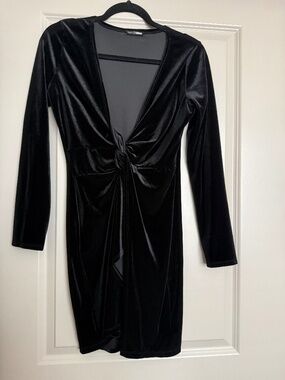 Zara black velvet mini dress